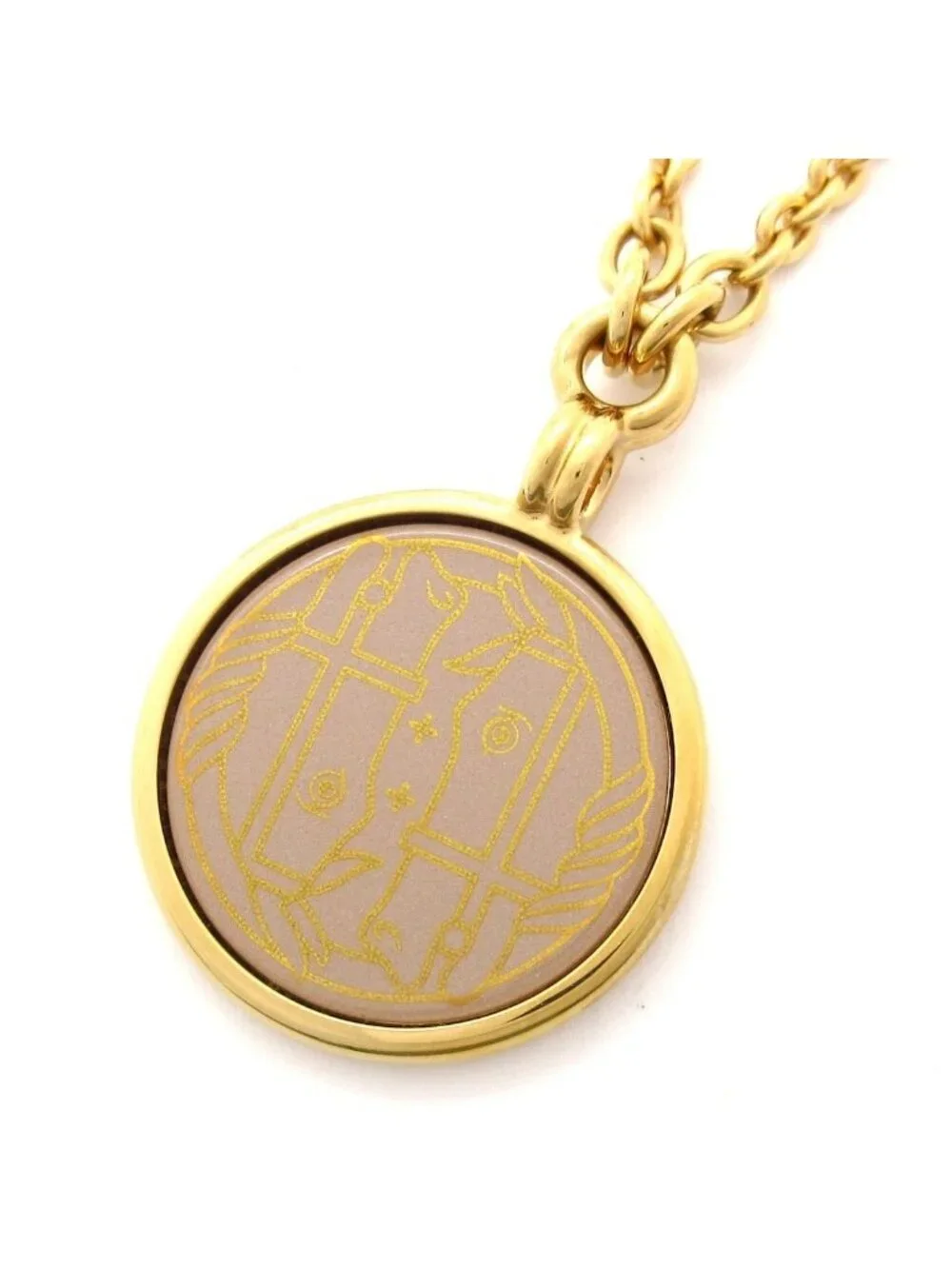 Hermes Necklace Medaille Quadrige PM Gold